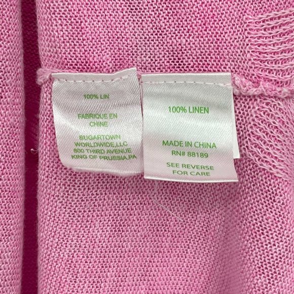Lilly Pulitzer Alana Long Sleeve Linen Top Pink XS - Picture 10 of 10